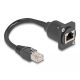 Delock D-típusú RJ45 kábel apa   anya Cat.5e fekete, 20 cm (87964)