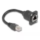 Delock D-típusú RJ45 kábel apa   anya Cat.5e fekete, 20 cm (87964)
