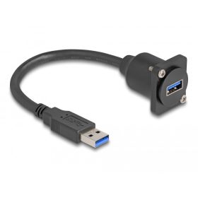   Delock D-típusú USB 5 Gbps kábel A-típusú apa   A-típusú anya fekete 20 cm (87967)