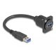 Delock D-típusú USB 5 Gbps kábel A-típusú apa   A-típusú anya fekete 20 cm (87967)