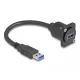 Delock D-típusú USB 5 Gbps kábel A-típusú apa   A-típusú anya fekete 20 cm (87967)