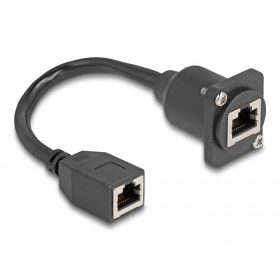   Delock D-típusú RJ45 kábel anya   anya Cat.5e fekete 20 cm (87968)