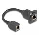 Delock D-típusú RJ45 kábel anya   anya Cat.5e fekete 20 cm (87968)