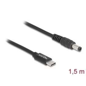   Delock 5.5x2.1mm -> USB-C notebook töltő kábel 1.5m fekete (87977)
