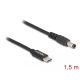 Delock 5.5x2.1mm -> USB-C notebook töltő kábel 1.5m fekete (87977)