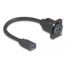   Delock D-típusú USB 5 Gbps kábel A-típusú anya   A-típusú anya fekete 20 cm (87983)