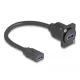 Delock D-típusú USB 5 Gbps kábel A-típusú anya   A-típusú anya fekete 20 cm (87983)
