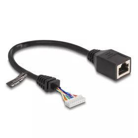   Delock Kábel RJ45 anya   tűfej anya 2,00 mm 8 tűs 23 cm Cat.5e, fekete (88006)