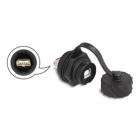   Delock Kábel csatlakoztató USB 2.0 B-típusú anya   USB 2.0 A-típusú anya installálásra IP68 por és víz elleni védő bajonettzá kalappal ...