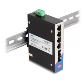   Delock Ipari Gigabit Ethernet Elosztó 4 port RJ45 2 port SFP DIN sínhez