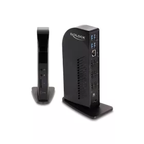   Delock USB Type-C  hármas elrendezésű dokkoló állomás DisplayLink  4K / USB Hub / LAN / SD / Audio / PD 96 W szolgáltatásokkal