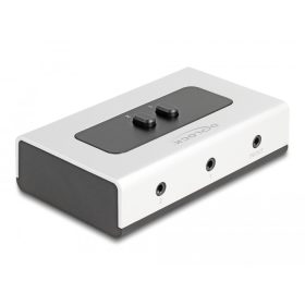   Delock 2-t az 1-hez kapcsoló sztereo jack 3,5 mm hosszú, 4 tűs, kézi két irányú kapcsolóval (88061)