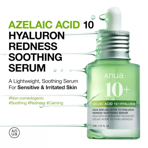 ANUA AZELAIC ACID 10 + HYALURON REDNESS SOOTHING SERUM