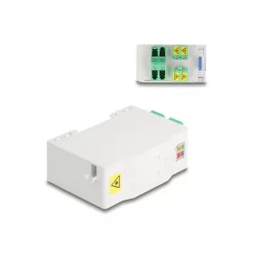   Delock Optikai szál csatlakoztató doboz DIN sínhez csatlakozó tartállyal és 4 xLC Duplex coupler-rel (88098)