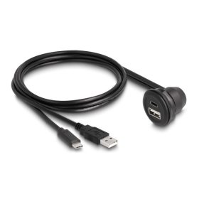   Delock USB 2.0 kábel A-típusú és USB Type-C  apa, 90 -ban hajlított A-típusú USB anya és 90 -ban hajlított USB Type-C  anya végződéssel 1 ...