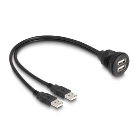   Delock USB 2.0 kábel 2 x USB A-típusú apa végződéssel, valamint egy 2 x USB A-típusú anya beépített végződéssel 1 m, fekete