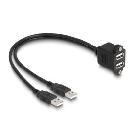   Delock USB 2.0 kábel 2 x USB A-típusú apa végződéssel, valamint egy 2 x USB A-típusú anya csavarokkal beépített végződéssel 1 m, fekete ...