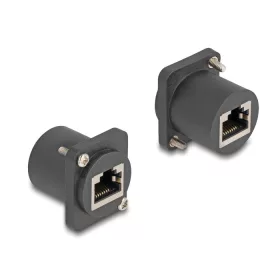   Delock D-típusú Modul RJ45 anya   anya csavarokkal fekete (88106)