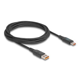   Delock USB 2.0 gyorstöltő kábel USB Type-C  + USB A-típusú apa - USB Type-C  apa PD 3.1 140 W tápjelzővel, 1,20 m