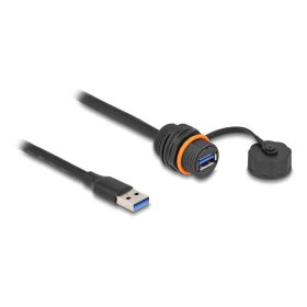   Delock USB 5 Gbps kábel A-típusú apa   A-típusú anya csatlakozó M20 cérnás installációhoz és védőkupakkal IP68 por és vízhatlan 60 cm ...