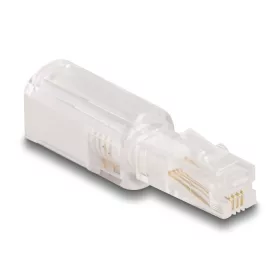   Delock Telefon kábel csavarodás mentes adapterrel RJ10 apa - RJ10 anya áttetsző / fehér