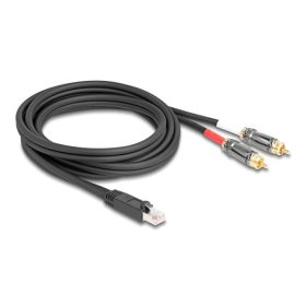 Delock RJ45 adapter kábel apa - 2 x RCA apa fekete, 2 m