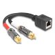Delock RJ45 adapter kábel apa - 2 x RCA apa fekete, 20 cm