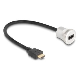   Delock HDMI beépített anya 8K 60 Hz kábelcsatlakozóval 30 cm, alumínium (88180)