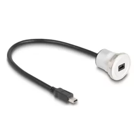   Delock USB 2.0 Mini-B beépített anya kábelcsatlakozóval 30 cm, alumínium (88186)