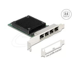   Delock PCI Express x4 hálózati kártya 2.5 Gigabit LAN 4 x RJ45 RTL8125