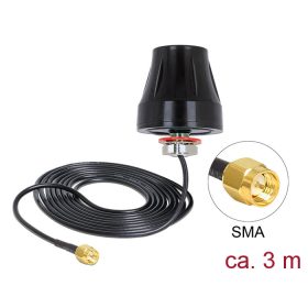   Delock LTE Antenna SMA 2 dBi 3 m RG-174 kör mindenirányú fekete kültéri
