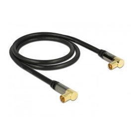   Delock 90 -s koax (IEC) dugó - 90 -s koax (IEC) aljzat kábel, 1m, fekete RG6/U (88781)