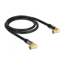   Delock 90 -s koax (IEC) dugó - 90 -s koax (IEC) aljzat kábel, 1m, fekete RG6/U (88781)