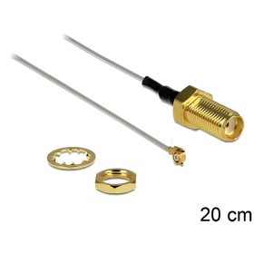   Delock antenna kábel SMA jack bulkhead > MHF II/U.FL-LP(V)-040 kompatibilis csatlakozó, 200 mm 0.81
