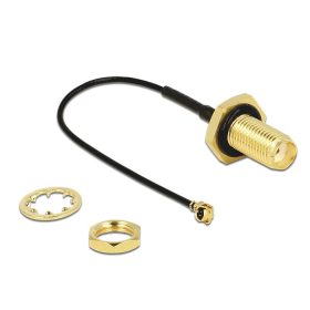   Delock Antenna kábel SMA jack válaszfal > MHF/U.FL-LP-068 kompatibilis dugó 100 mm fröccsenésbiztos