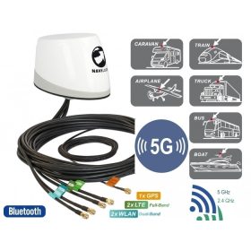   Navilock GNSS GALILEO GPS 5G LTE-MIMO WLAN-MIMO Antenna NL-400 RP-SMA hím 3,5 - 4 dBi omni tetőanten
