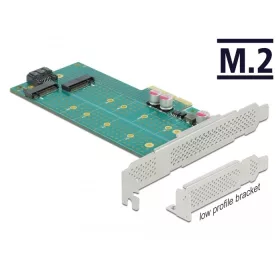   Delock PCI Express x4-kártya - 1 x M.2 aljzat B nyílással + 1 x NVMe M.2 aljzattal, M nyílással - al (89047)