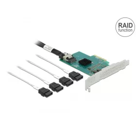   Delock PCI Express kártya 4 x SATA 6 Gb/s RAID és HyperDuo-hoz - alacsony profilú formatényező