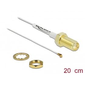   Delock Antenna kábel SMA anya válaszfali csatlakozóval apa MHF  II-dugó 0.81 20 cm menethossz 10 mm