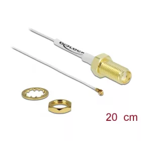   Delock Antenna kábel SMA anya válaszfali csatlakozóval apa MHF  II-dugó 0.81 20 cm menethossz 10 mm