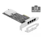 Delock PCI Express x4 kártya - 4 x 2,5 Gigabit LAN