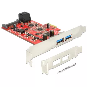   Delock PCI Express kártya > 2 x külső USB 3.0 + 2 x belső SATA 6 Gb/s - Alacsony profilú (89389)