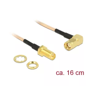   Delock Antennakábel RP-SMA dugó 90  > RP-SMA csatlakozó válaszfal RG-316 16 cm