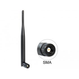  Delock WLAN antenna 802.11 ac/a/b/g/n SMA 4 - 5 dBi minden irányú csatlakozás fekete (89438)