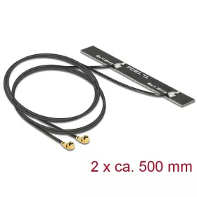   Delock WLAN 802.11 ac/a/h/b/g/n ikerantenna, 2 x MHF csatlakozódugó, 5 dBi, 500 mm-es NYÁK-lap, bels (89457)