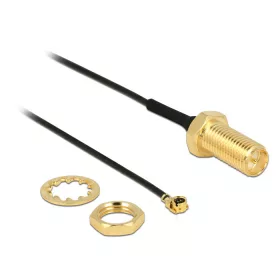   Delock Antennakábel RP-SMA csatlakozó válaszfal > MHF / U.FL-LP-068 kompatibilis dugó 100 mm menet