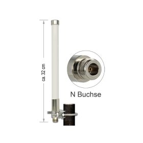   Delock Nagy hatótávolságú (LoRa) 868 MHz-es N típusú mindenirányú antenna (anya) 3 dBi teljesítményű