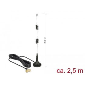   Delock LTE antenna SMA-dugó 90  2,5 dBi irányítatlan, rögzített, mágneses talppal és csatlakozókábel (89614)