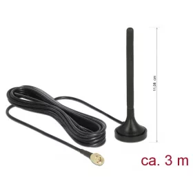   Delock LTE antenna SMA-dugó 2 dBi irányítatlan, rögzített, mágneses talppal és csatlakozókábellel RG (89618)