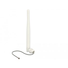   Delock WLAN 802.11 b/g/n Antenna MHF dugó 3 dBi irányított, 1.13 12 cm, flexibilis, klipsz, fehér (89619)